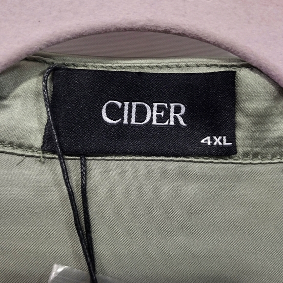 NWT Cider Satin Slip Shirt Womens 4XL Olive Green Button Up Boho Retro 90s Y2K - Picture 10 of 13